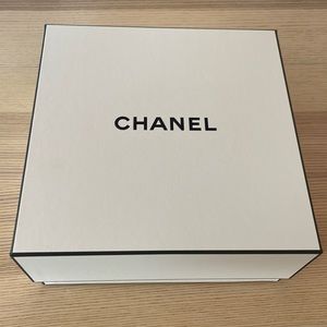 Chanel box with small blk bag